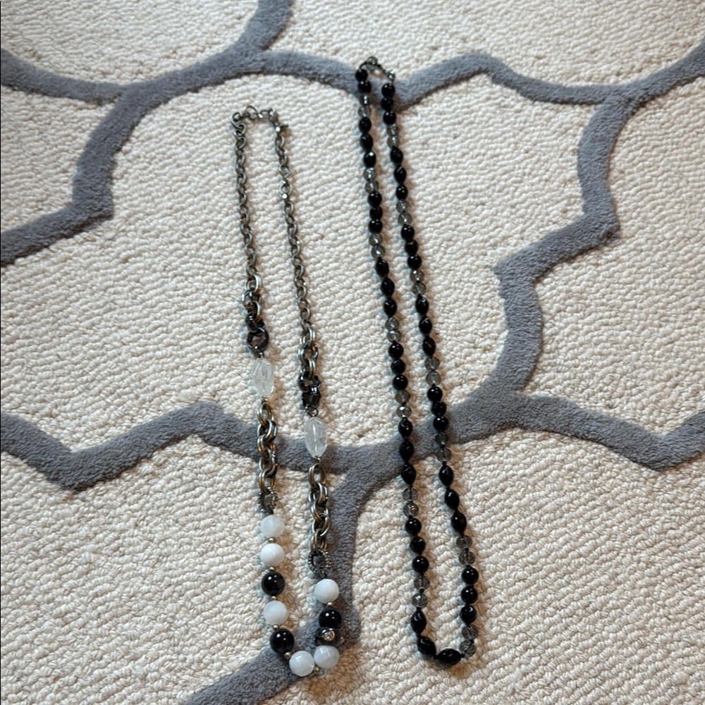 Black and White Beaded Necklace Set